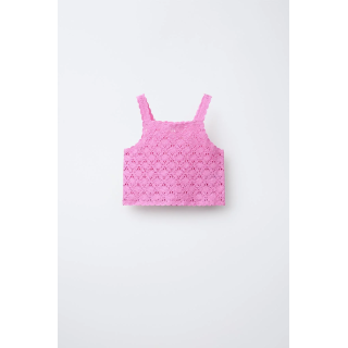 УКОРОЧЕННЫЙ ТОП ИЗ ВЯЗАНОГО КРЮЧКОМ ТРИКОТАЖА