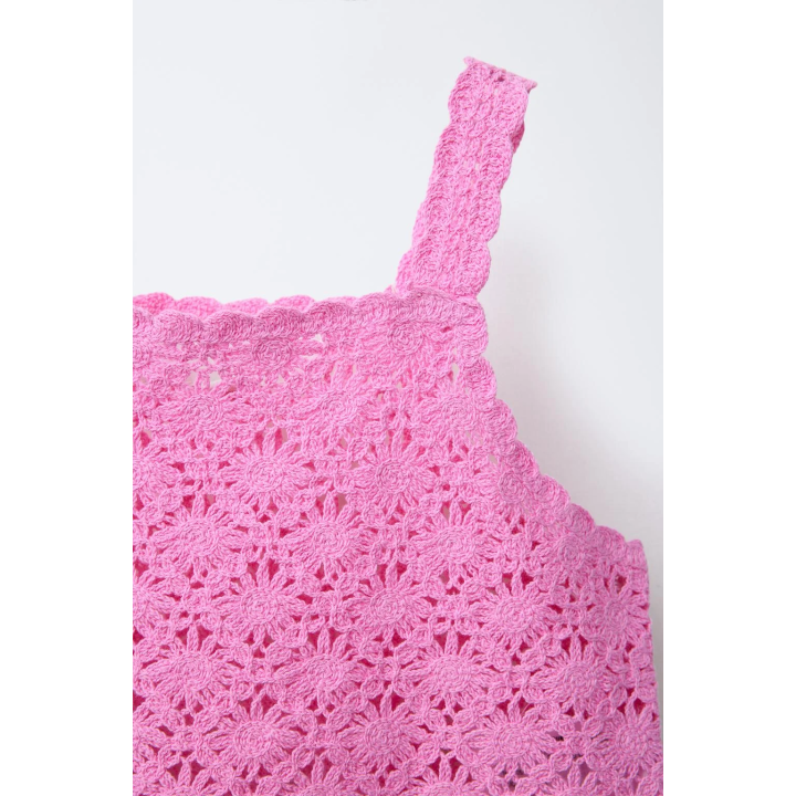 УКОРОЧЕННЫЙ ТОП ИЗ ВЯЗАНОГО КРЮЧКОМ ТРИКОТАЖА