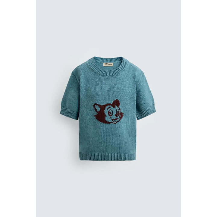 ТРИКОТАЖНАЯ ФУТБОЛКА С ЖАККАРДОВЫМ РИСУНКОМ ФИГАРО HARRY LAMBERT FOR ZARA X DISNEY