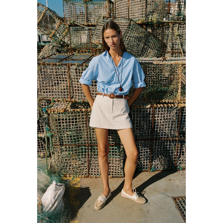 ЮБКА-ШОРТЫ В ПОЛОСКУ С РЕМНЕМ