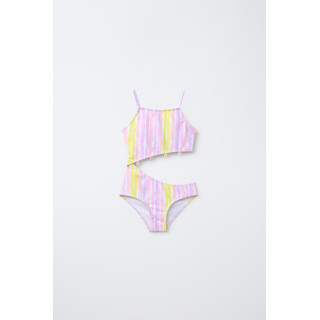 Купальник 6-14 лет с краской тай-дай, ракушкой и вырезом