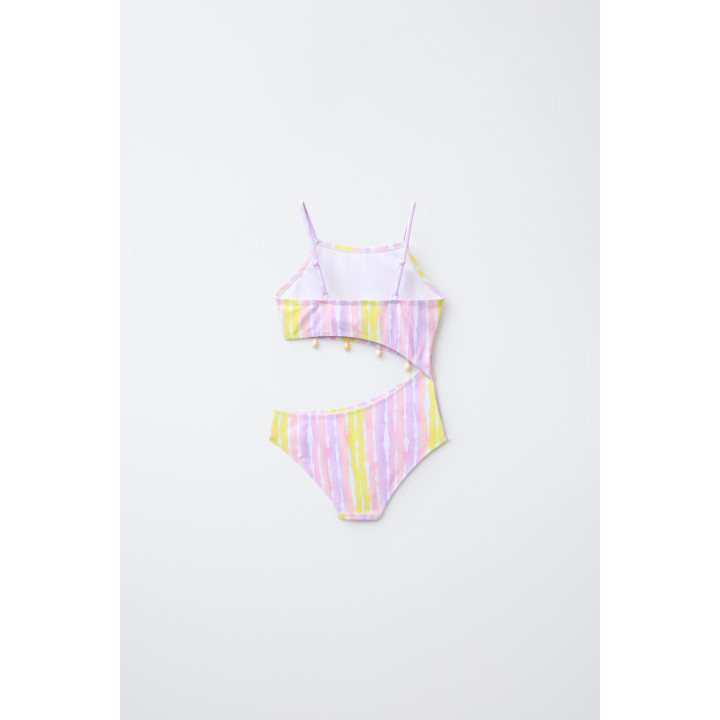 Купальник 6-14 лет с краской тай-дай, ракушкой и вырезом