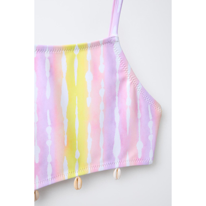 Купальник 6-14 лет с краской тай-дай, ракушкой и вырезом