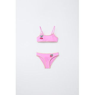 Двухсоставной купальник (6-14 лет) с крючком и фруктовыми аппликациями