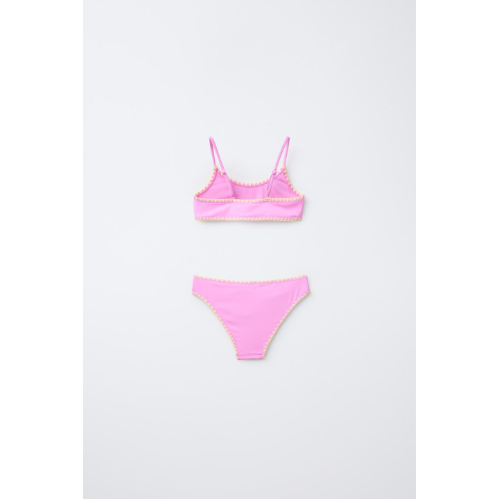 Двухсоставной купальник (6-14 лет) с крючком и фруктовыми аппликациями