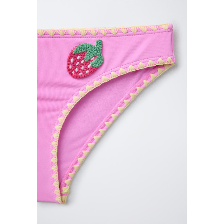 Двухсоставной купальник (6-14 лет) с крючком и фруктовыми аппликациями