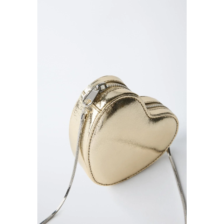 МЕТАЛЛИЧЕСКАЯ СУМКА В ВИДЕ СЕРДЦА С ПЛЕЧЕВЫМ РЕМНЕМ