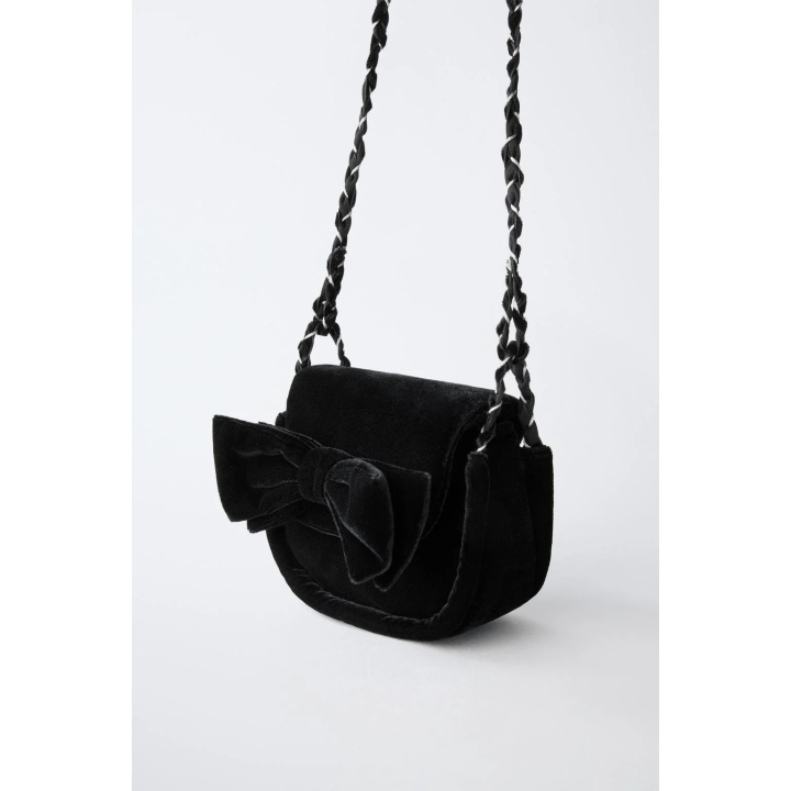 СУМКА С ПЛЕЧЕВЫМ РЕМНЕМ ИЗ БАРХАТА С БАНТОМ