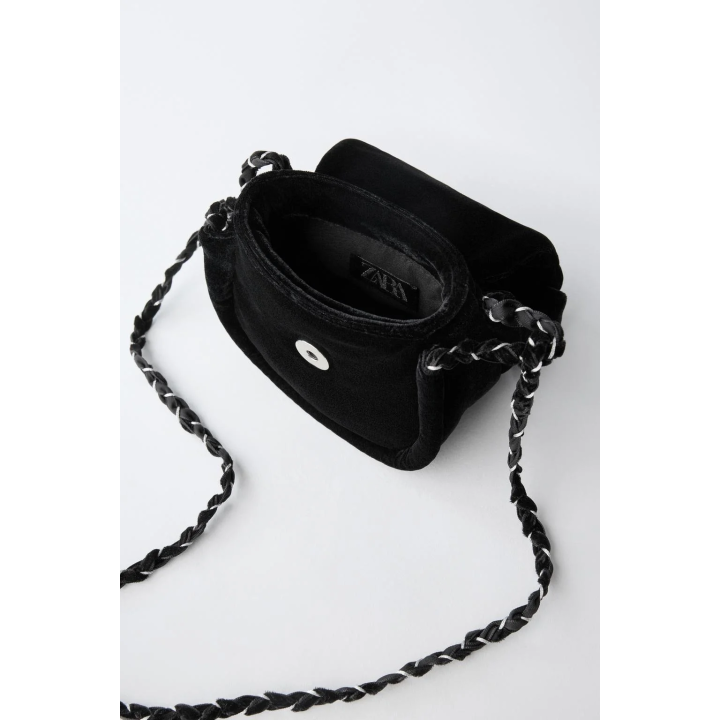 СУМКА С ПЛЕЧЕВЫМ РЕМНЕМ ИЗ БАРХАТА С БАНТОМ