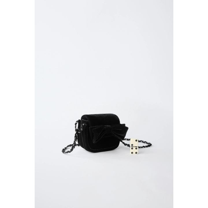 СУМКА С ПЛЕЧЕВЫМ РЕМНЕМ ИЗ БАРХАТА С БАНТОМ