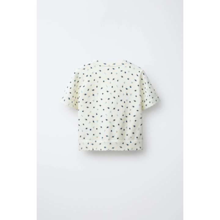 ТРИКОТАЖНАЯ ФУТБОЛКА С ЦВЕТОЧНЫМ ПРИНТОМ