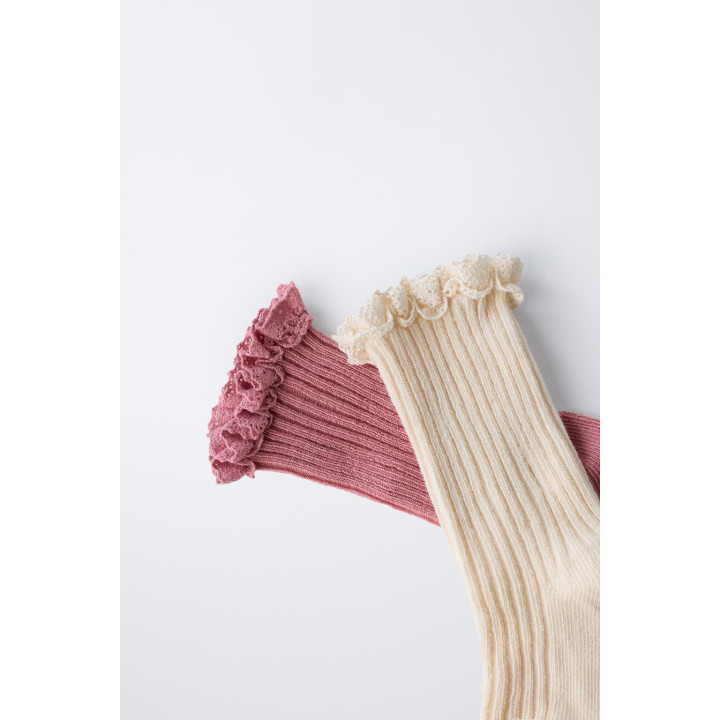 НАБОР ИЗ ДВУХ ПАР НОСКОВ С КРУЖЕВОМ