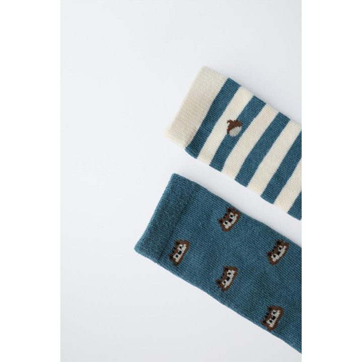 Набор из 2 пар носков в полоску с белками и желудями