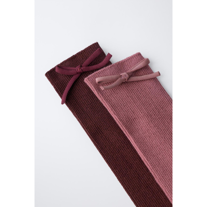 НАБОР ИЗ ДВУХ ПАР ВЫСОКИХ НОСКОВ С БАНТОМ