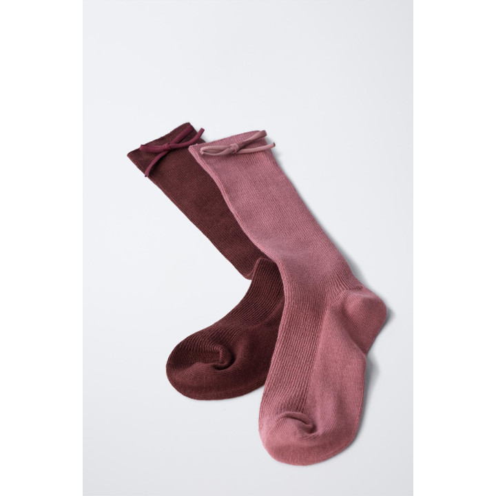 НАБОР ИЗ ДВУХ ПАР ВЫСОКИХ НОСКОВ С БАНТОМ