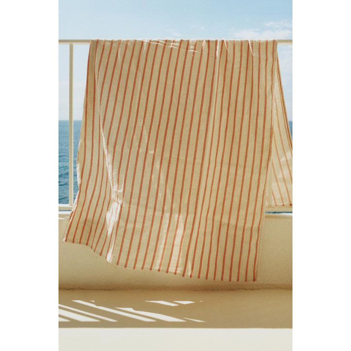 Пляжное полотенце-парео из хлопка и льна в полоску