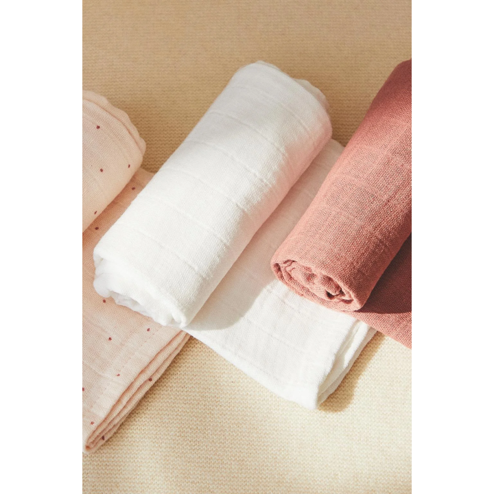 PACK OF MULTICOLOURED BABY MUSLIN CLOTHS (PACK OF 3)