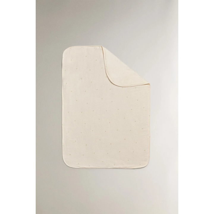 CHILDREN'S FLORAL FLEECE AND MUSLIN BLANKET