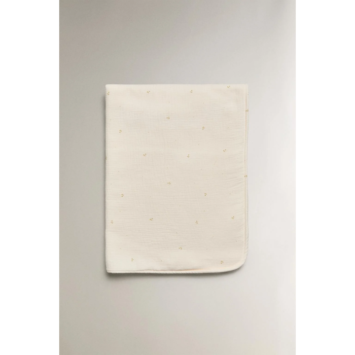 CHILDREN'S FLORAL FLEECE AND MUSLIN BLANKET