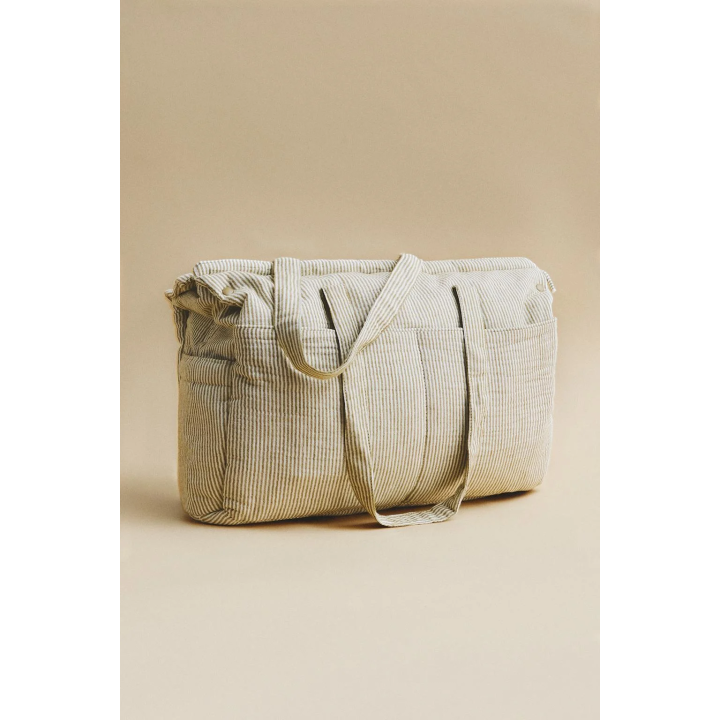 STRIPED MUSLIN MATERNITY BAG