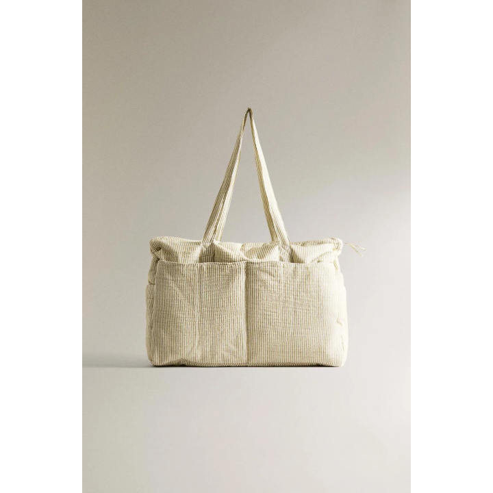 STRIPED MUSLIN MATERNITY BAG