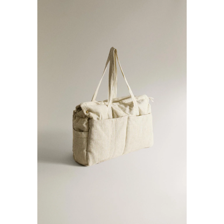 STRIPED MUSLIN MATERNITY BAG