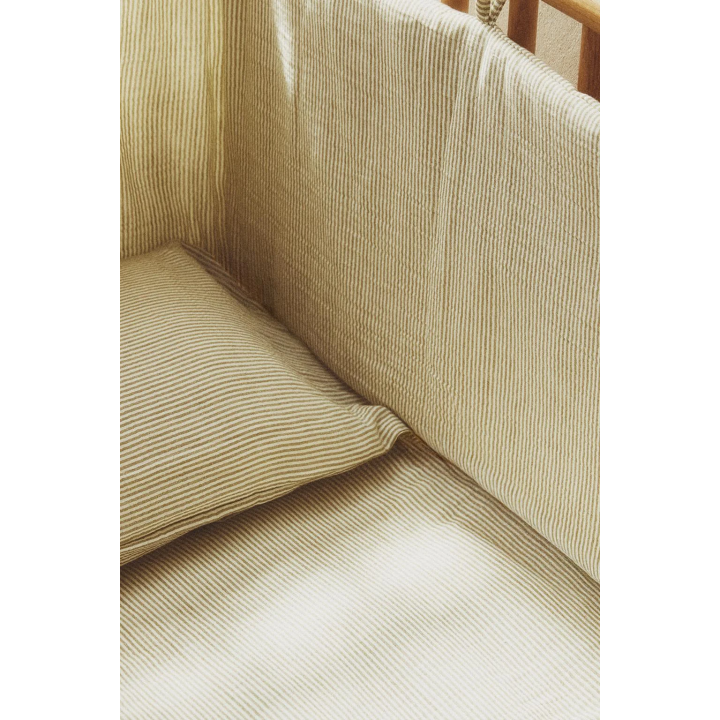 STRIPED MUSLIN COT BUMPER COVER