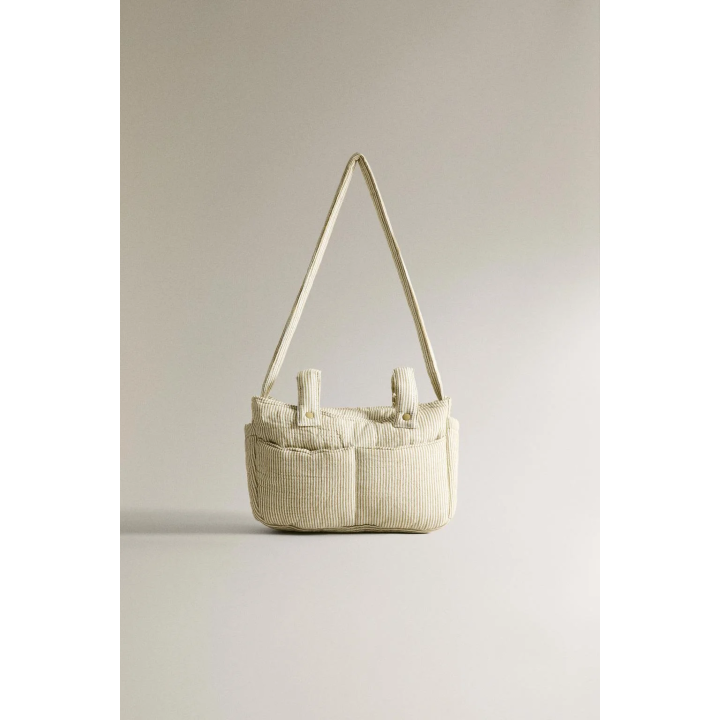 STRIPED MUSLIN MATERNITY PUSHCHAIR BASKET