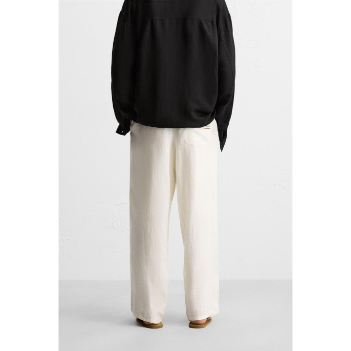 БРЮКИ ИЗ 100% ЛЬНА С ВЫШИВКОЙ