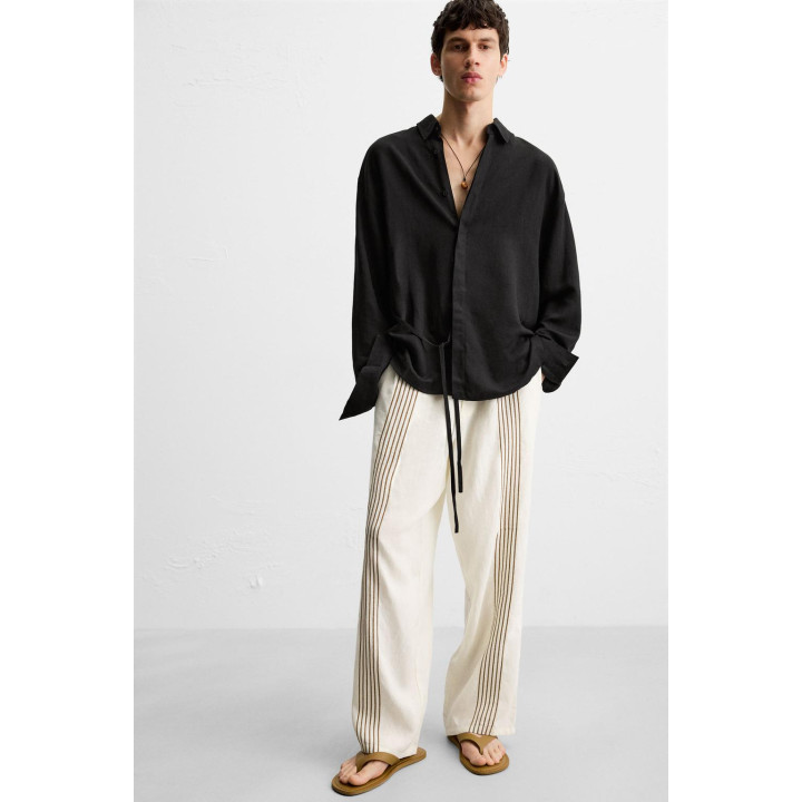 БРЮКИ ИЗ 100% ЛЬНА С ВЫШИВКОЙ