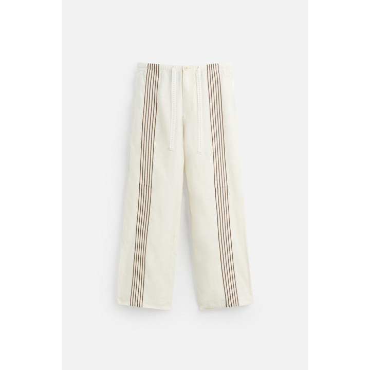 БРЮКИ ИЗ 100% ЛЬНА С ВЫШИВКОЙ