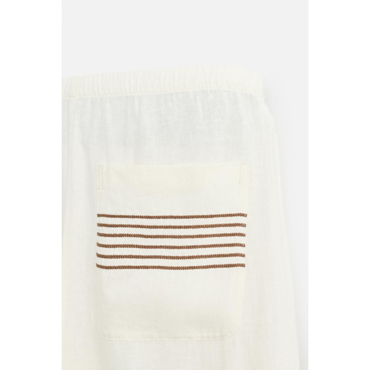 БРЮКИ ИЗ 100% ЛЬНА С ВЫШИВКОЙ