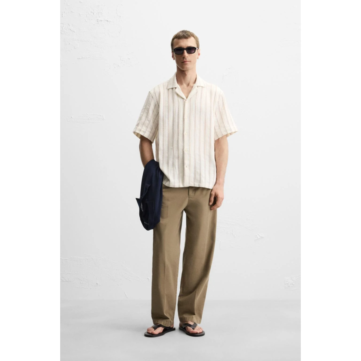 РУБАШКА ИЗ РЕЛЬЕФНОЙ ТКАНИ В ПОЛОСКУ