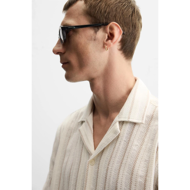 РУБАШКА ИЗ РЕЛЬЕФНОЙ ТКАНИ В ПОЛОСКУ