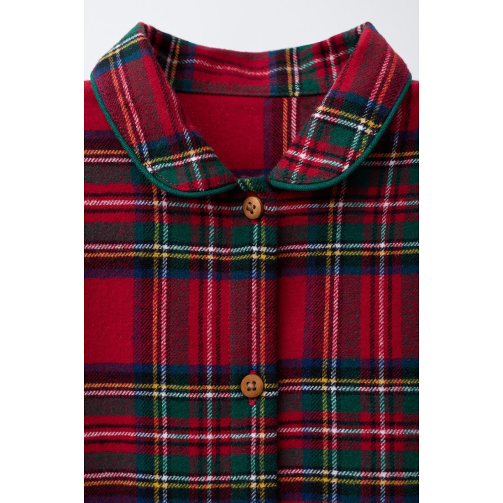 Комбинезон в клетку из фланели с рубашечным воротником