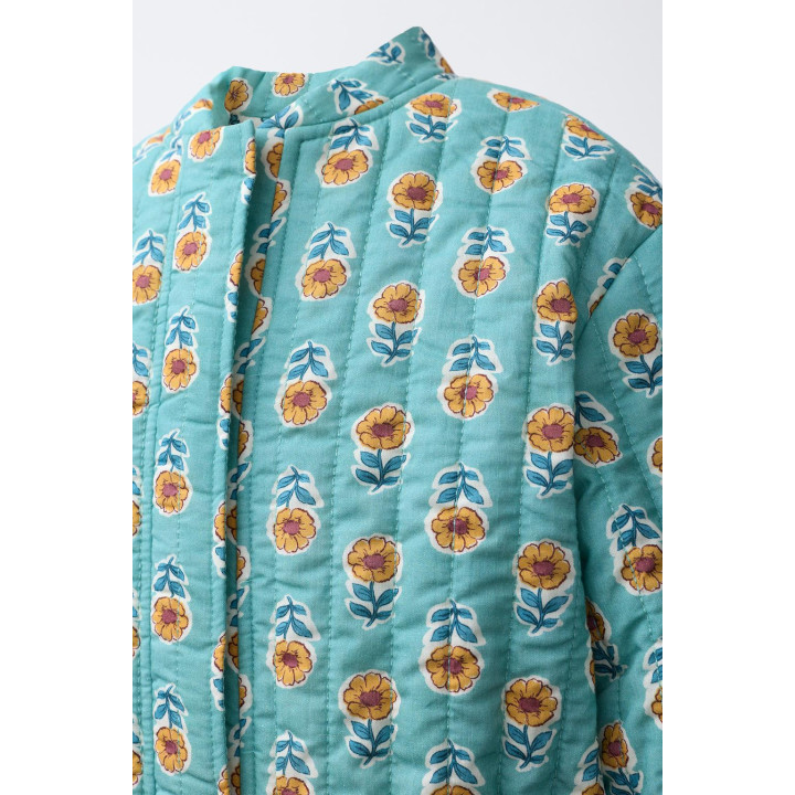 СТЕГАНАЯ КУРТКА С ЦВЕТОЧНЫМ ПРИНТОМ