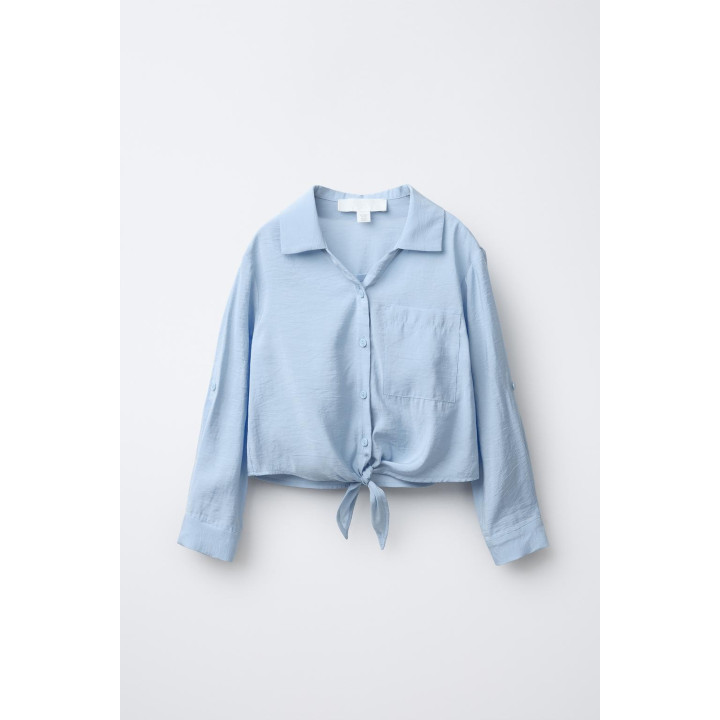 РУБАШКА СТРУЯЩЕГОСЯ КРОЯ С УЗЛОМ