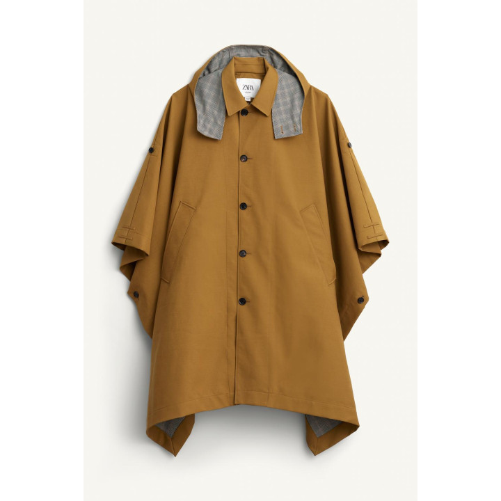 Пончо limited edition с контрастной клеткой и водоотталкивающей отделкой