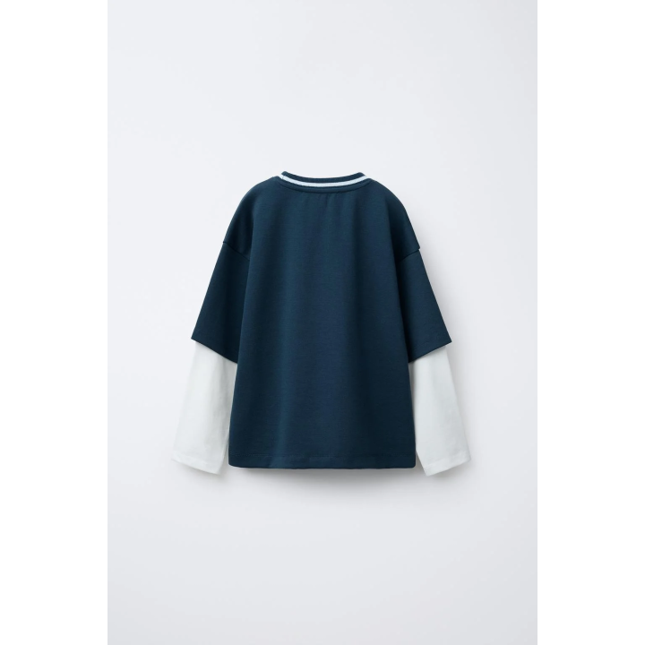 ТОЛСТОВКА С ДВОЙНЫМИ РУКАВАМИ И ПРИНТОМ