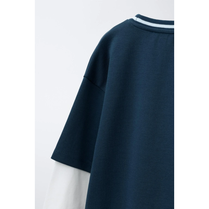 ТОЛСТОВКА С ДВОЙНЫМИ РУКАВАМИ И ПРИНТОМ