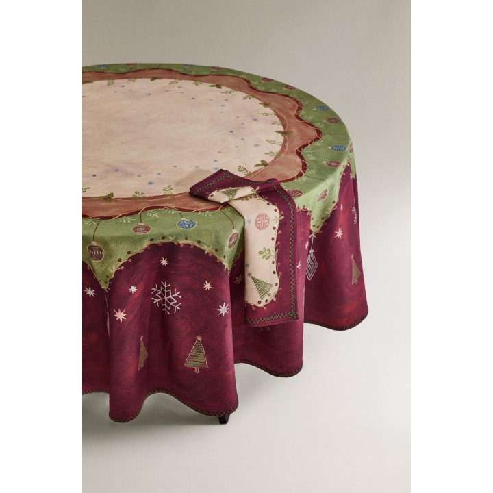 Хлопковый скатерть с новогодним принтом