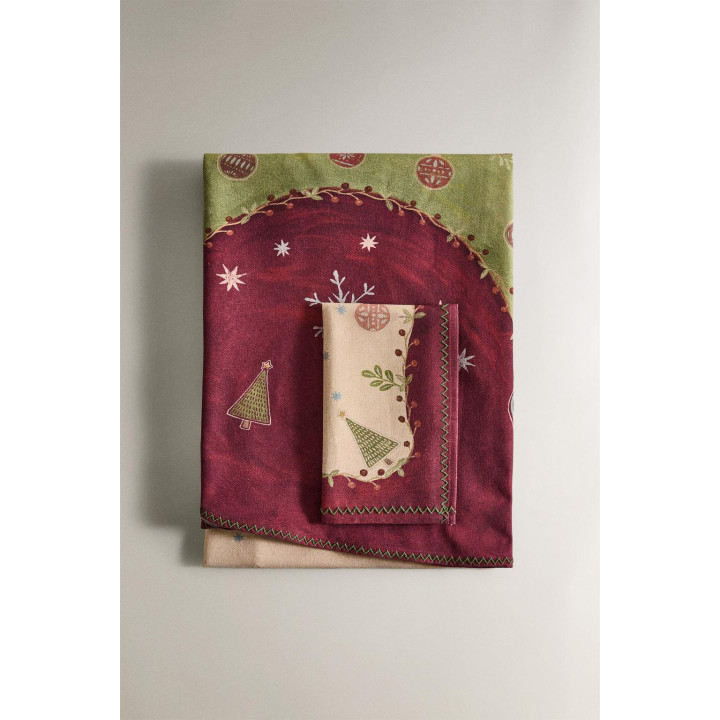 Хлопковый скатерть с новогодним принтом