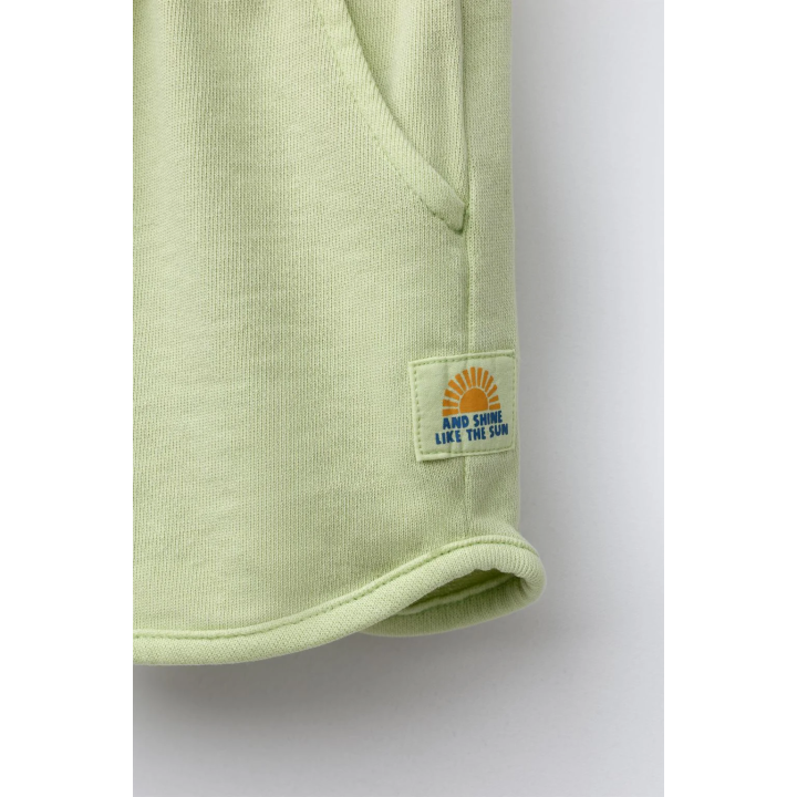 STRAIGHT FIT GARMENT-DYED PLUSH BERMUDA SHORTS WITH LABEL