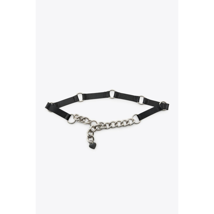 Кожанный пояс с металлическими цепями и акцентом в виде сердца