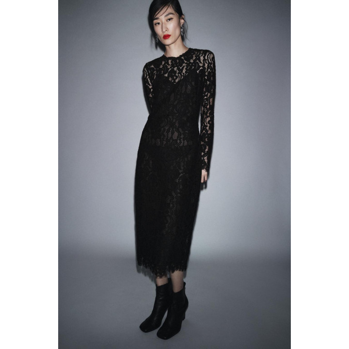 ПЛАТЬЕ МИДИ С КРУЖЕВОМ — ZW COLLECTION LIMITED EDITION