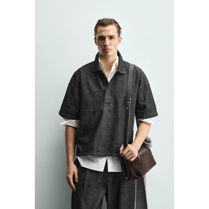 Джинсовая поло-рубашка