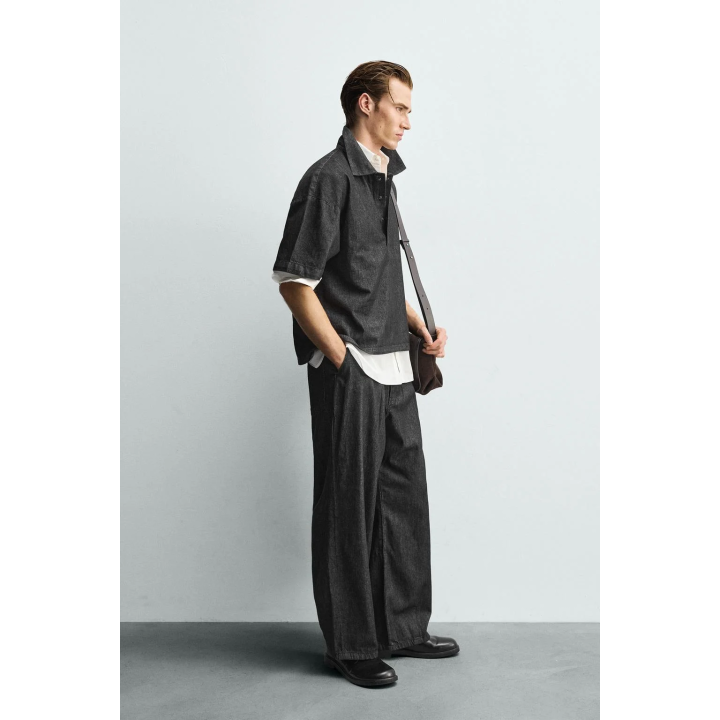 Джинсовая поло-рубашка