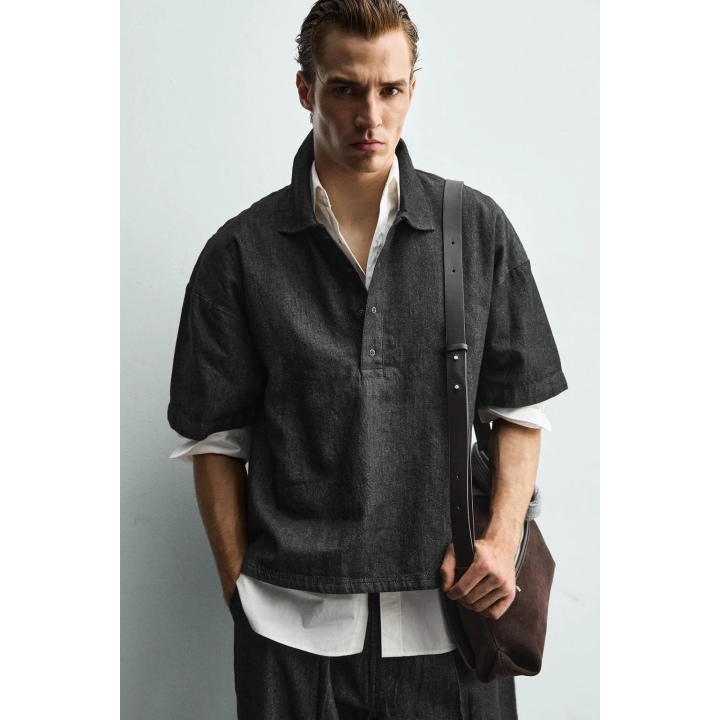 Джинсовая поло-рубашка