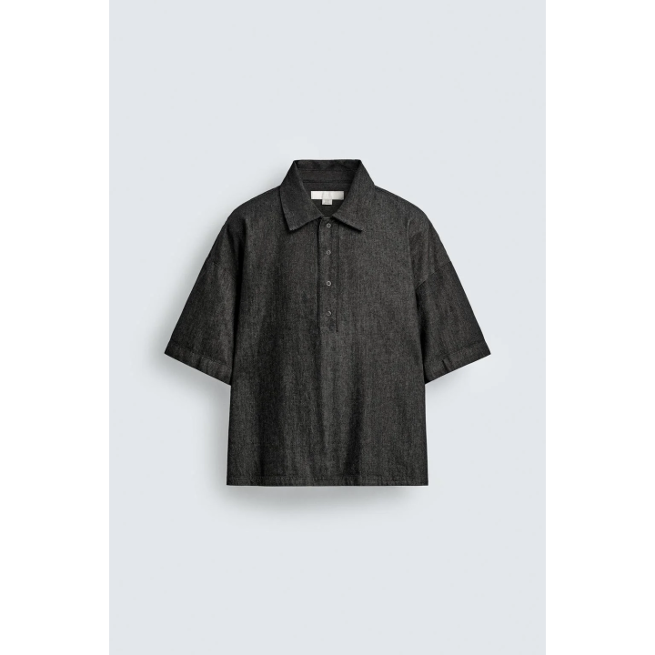 Джинсовая поло-рубашка