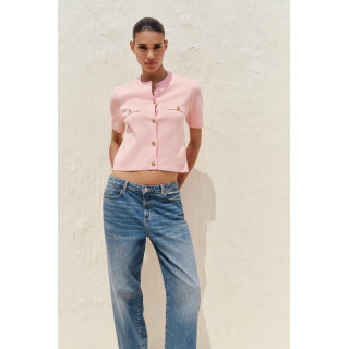 Кардиган с коротким рукавом из вязаного полотна